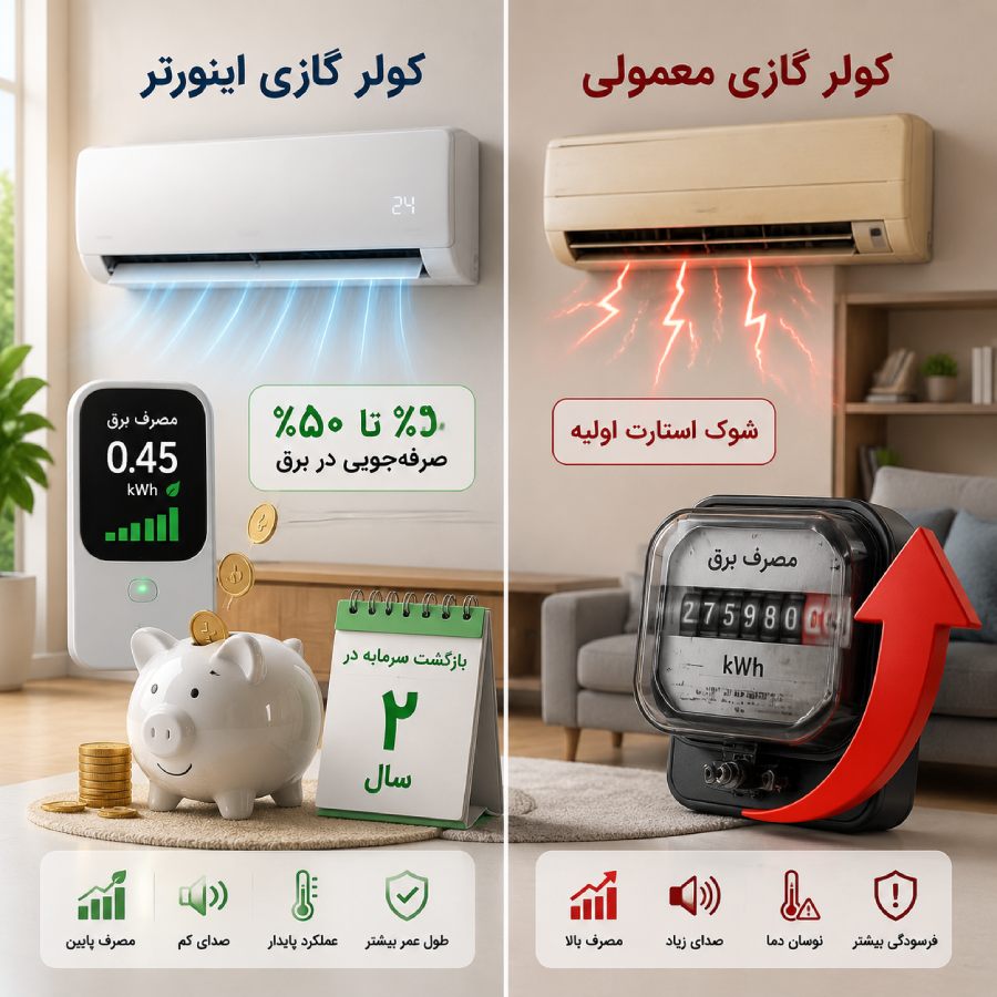 مصرف برق کولر گازی اینورتر