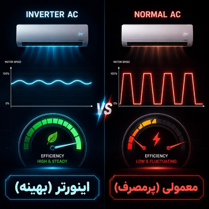 مقایسه مصرف برق کولر گازی اینورتر و معمولی